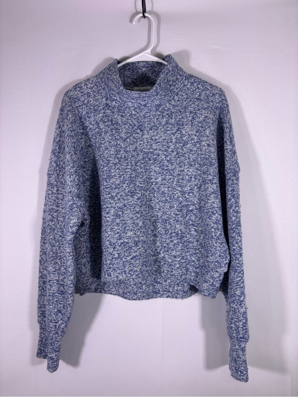 OFFLINE by Aerie Blue Marled Cropped Mock Neck Sweater Medium